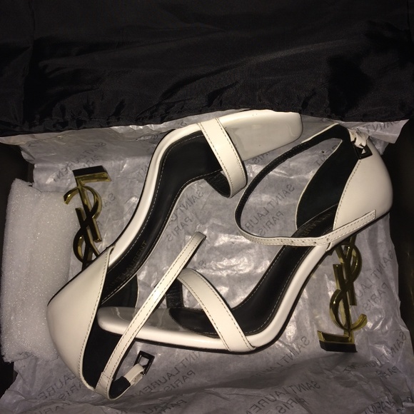YSL Saint Laurent Opyum White & Gold Heels Size US 6. Size EU 36.LIMITED EDITION - Picture 3 of 4